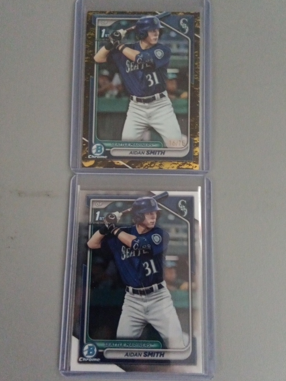 2 Card Bowman Chrome Aidan Smith. Lunar Glow /75.